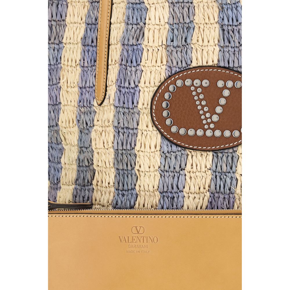 Valentino Garavani Blue Raffia Backet Bag Valentino Garavani