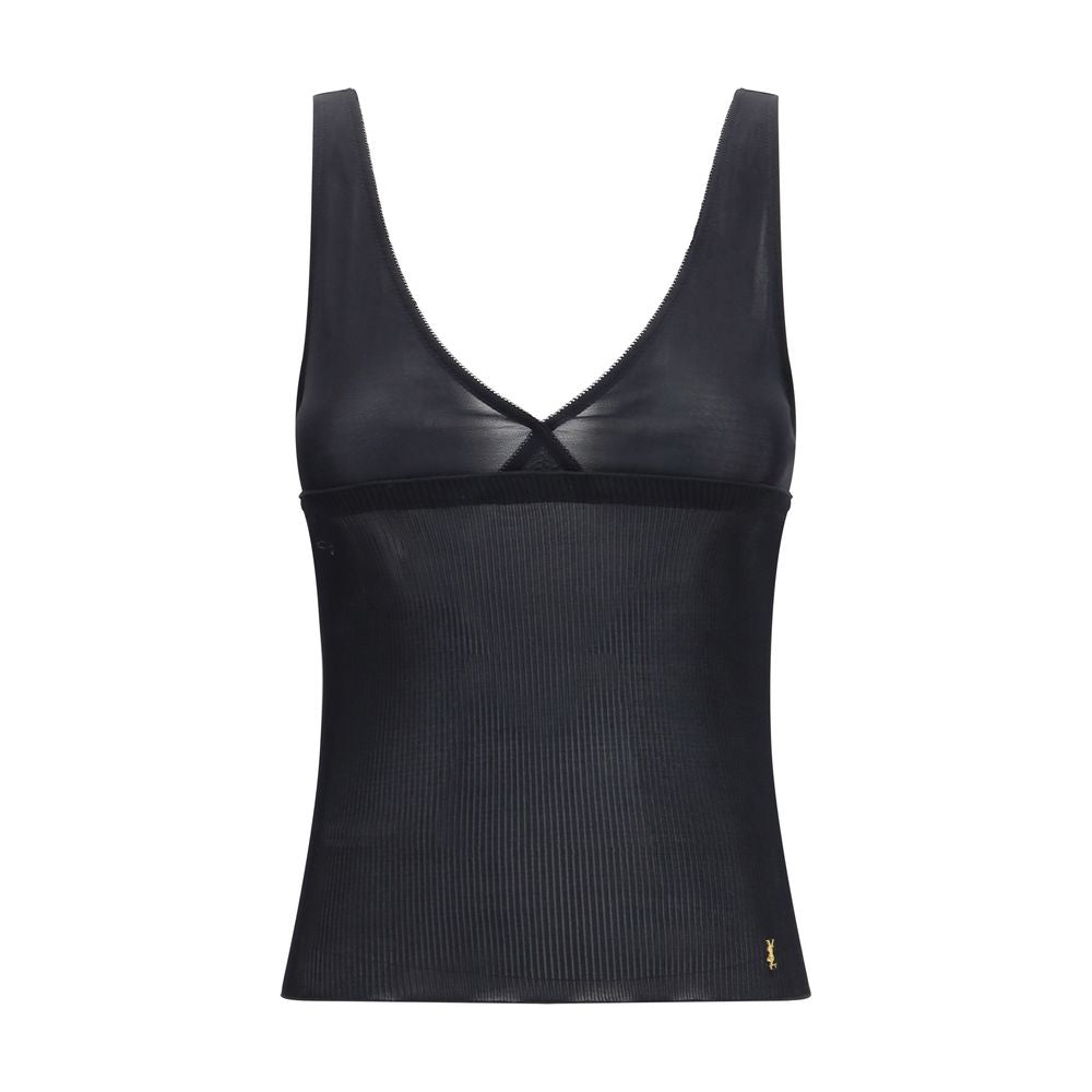 Saint Laurent Black Silk Sleeveles T-Shirt Saint Laurent