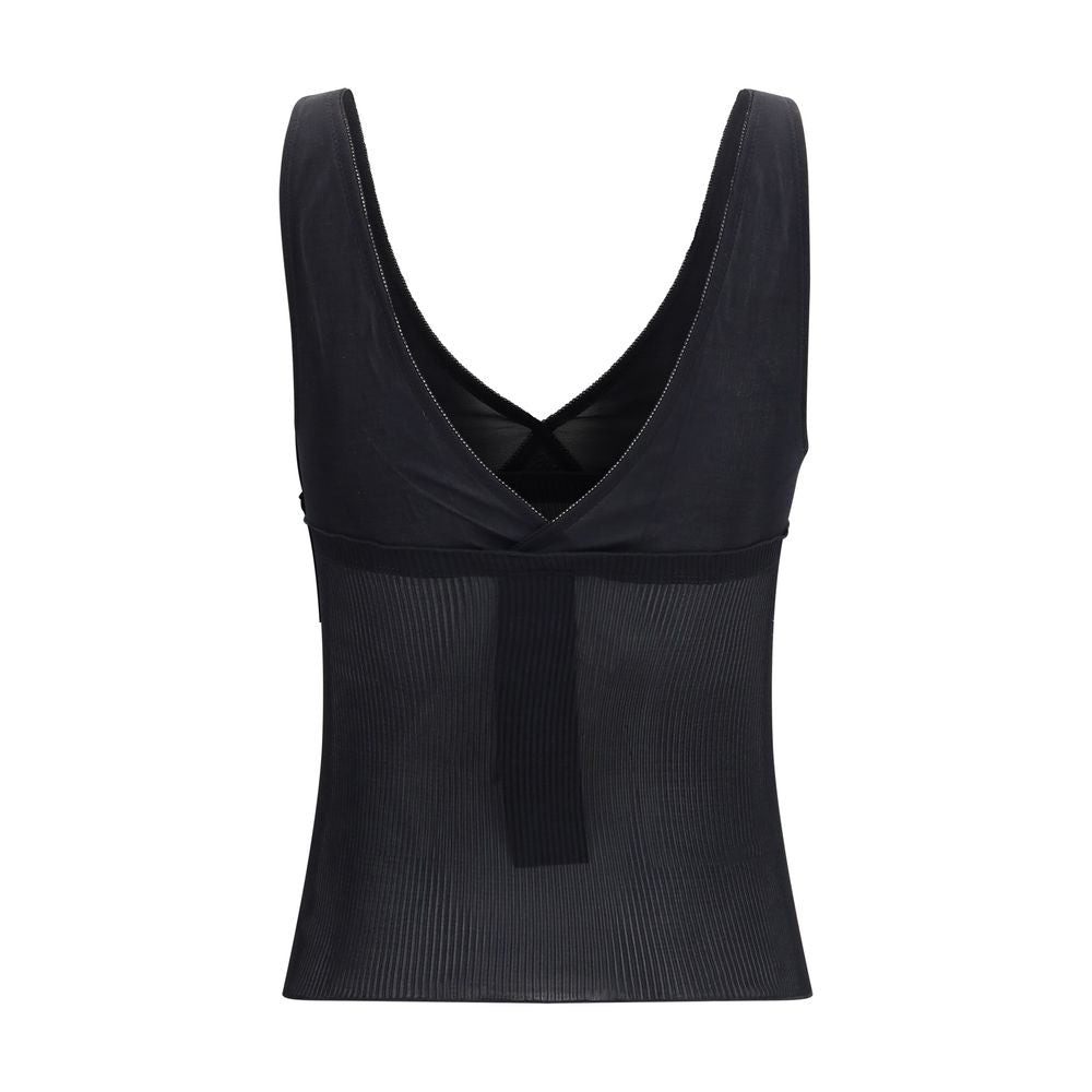 Saint Laurent Black Silk Sleeveles T-Shirt Saint Laurent