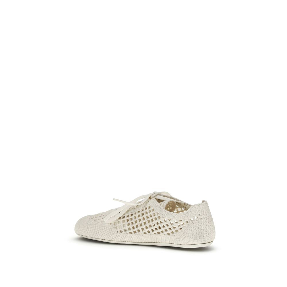 Prada Beige Fabric Low Top Sneakers Prada