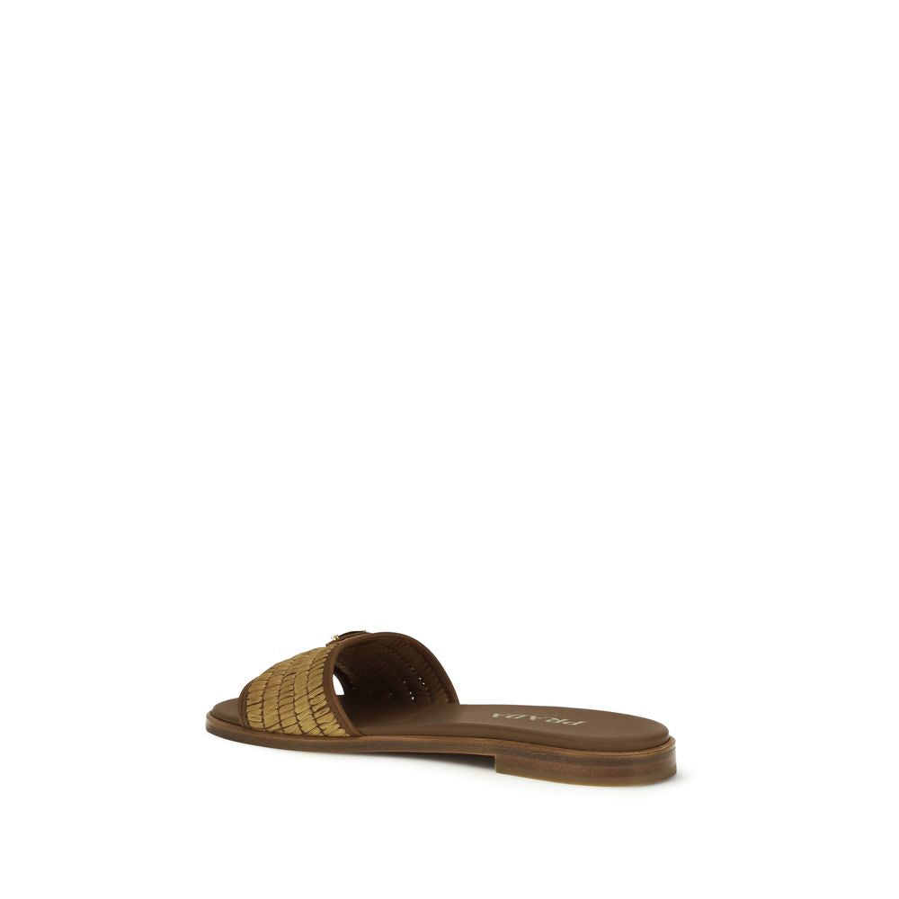 Prada Brown Raffia Slippers Prada