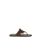 Prada Brown Calf Leather Bos Taurus Flat Sandals Prada