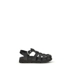 Prada Black Calf Leather Bos Taurus Flat Sandals Prada