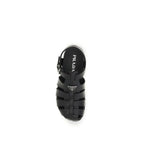 Prada Black Calf Leather Bos Taurus Flat Sandals Prada