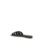 Saint Laurent Black Calf Leather Bos Taurus Flat Sandals Saint Laurent