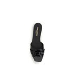 Saint Laurent Black Calf Leather Bos Taurus Flat Sandals Saint Laurent