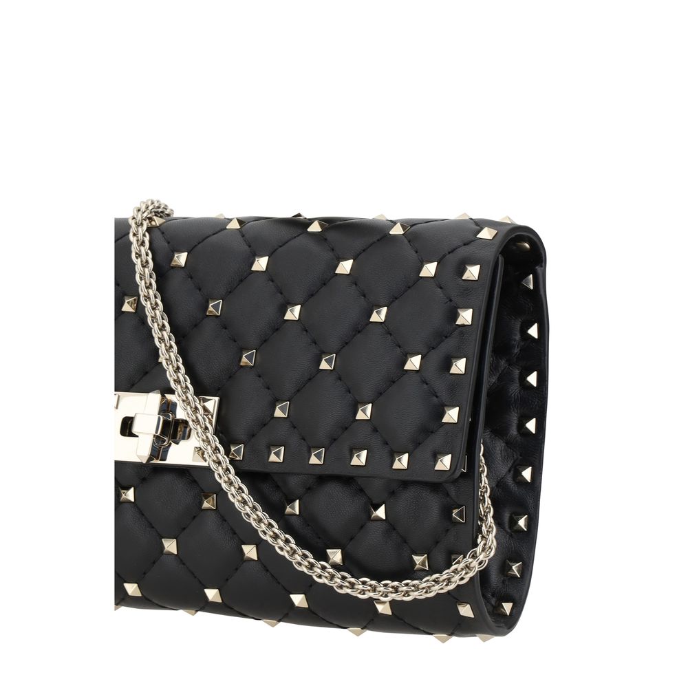 Valentino Garavani Black Calf Leather Bos Taurus Shoulder Bag Valentino Garavani