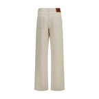 Fendi Beige Cotton Straight-Leg Jeans Fendi