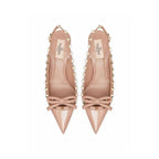 Valentino Garavani Beige Calfskin Mid Heel Pumps Valentino Garavani