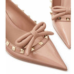 Valentino Garavani Beige Calfskin Mid Heel Pumps Valentino Garavani