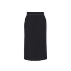 Fendi Black Virgin Wool Long Skirt Fendi