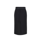 Fendi Black Virgin Wool Long Skirt Fendi