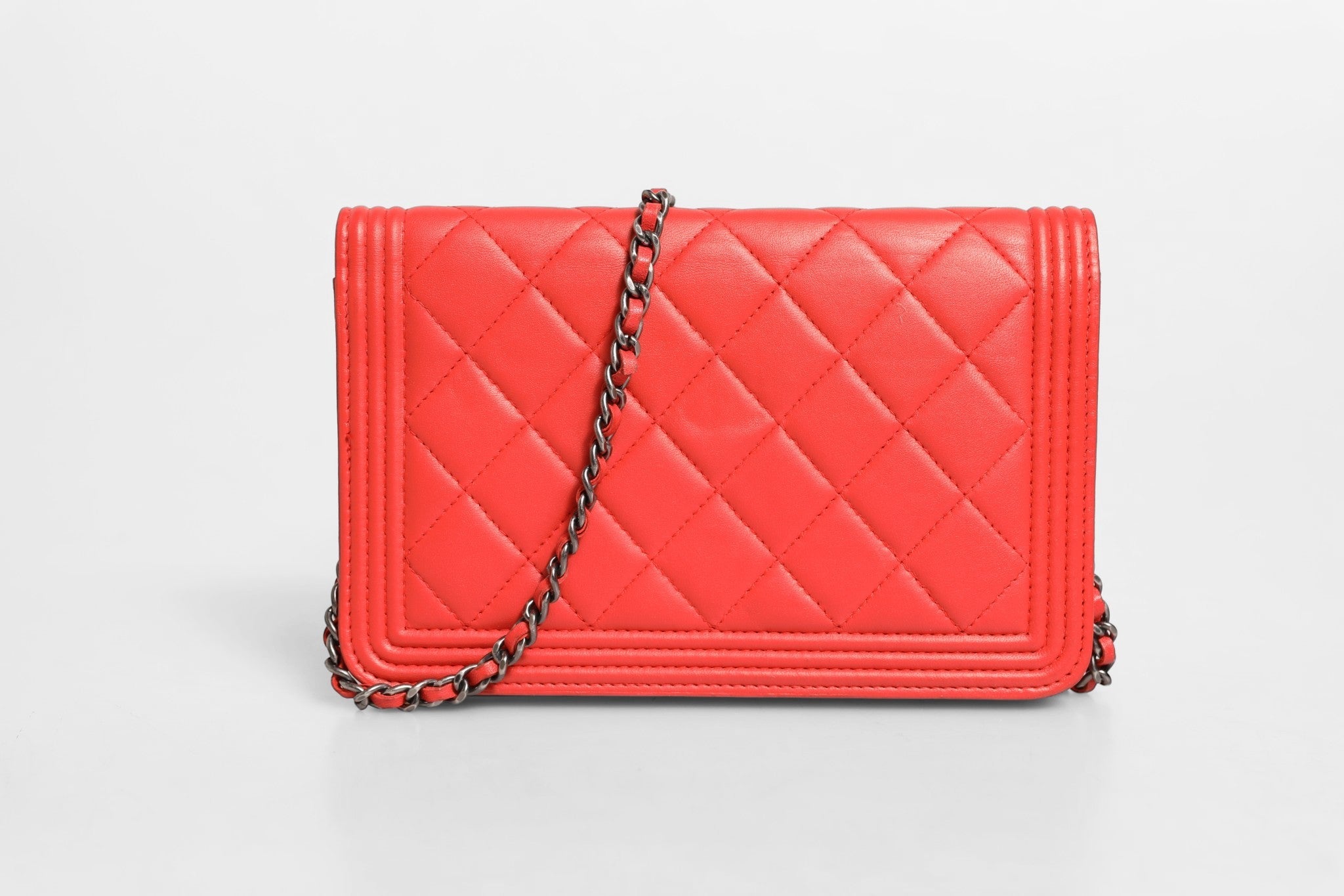 Chanel Boy Wallet on Chain Red Lambskin Chanel