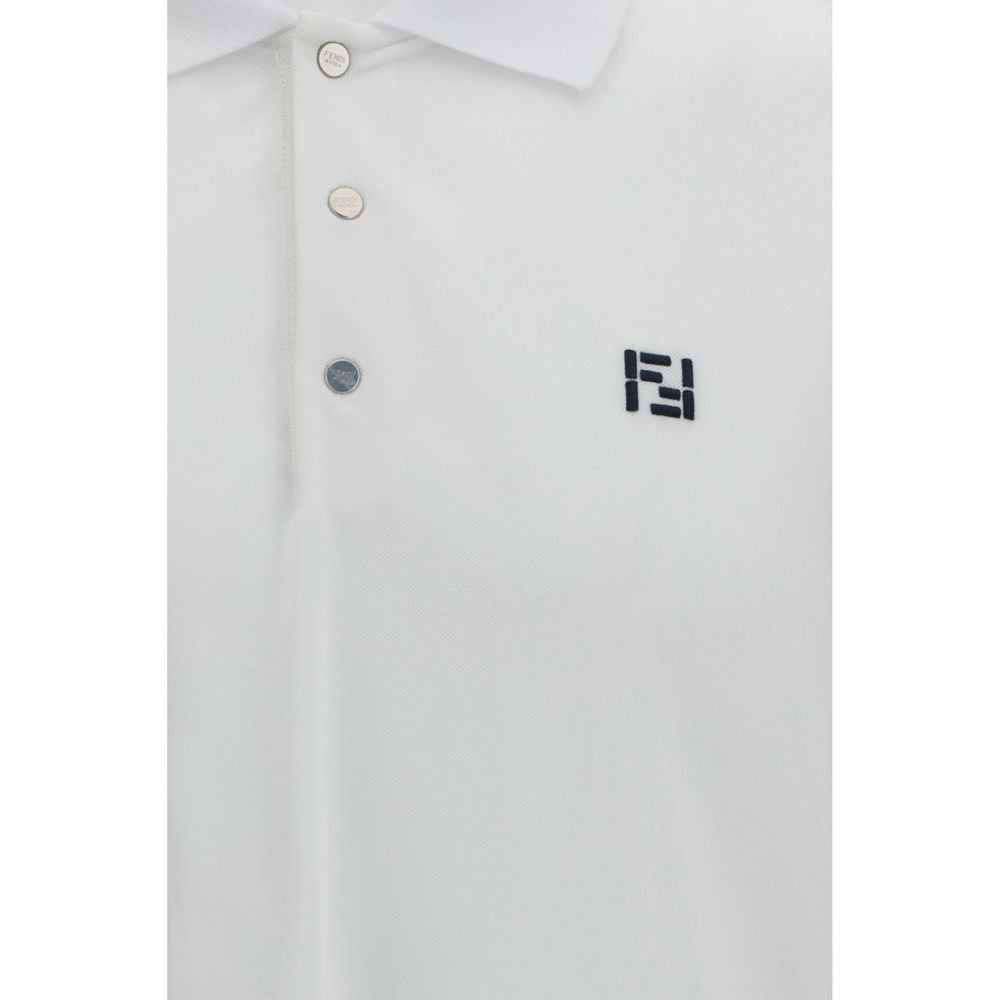 Fendi White Cotton Polo Shirt Fendi