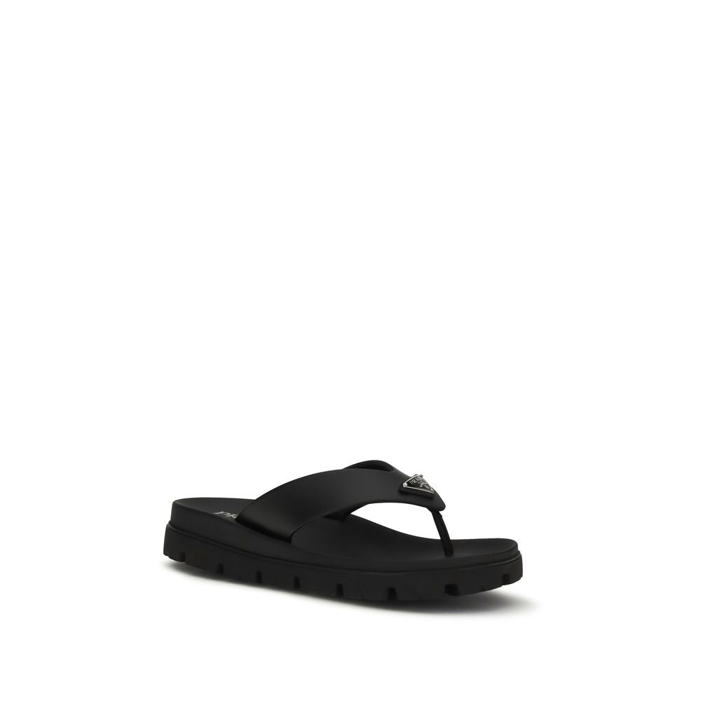 Prada Brown Calf Leather Bos Taurus Flat Sandals Prada