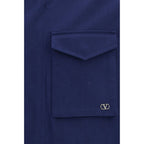 Valentino Blue Cotton Coat Valentino