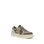 Fendi Brown Calf Leather Bos Taurus Chunky Sneakers Fendi