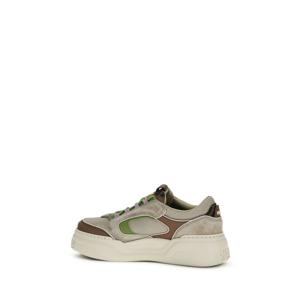 Fendi Brown Calf Leather Bos Taurus Chunky Sneakers Fendi