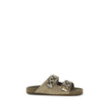 Burberry Beige Calf Leather Bos Taurus Flat Sandals Burberry