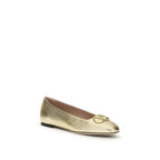 Valentino Garavani Gold Calf Leather Bos Taurus Ballet Flats Valentino Garavani