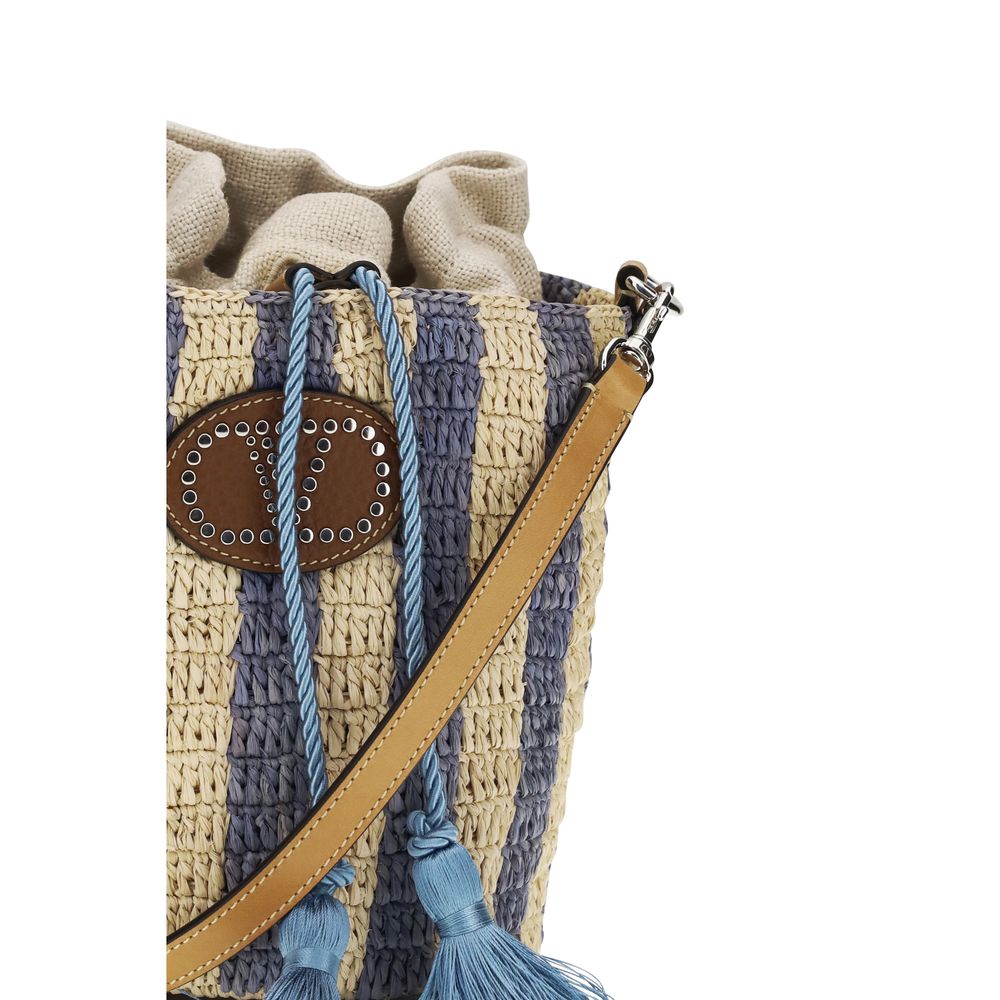 Valentino Garavani Blue Raffia Backet Bag Valentino Garavani