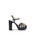 Valentino Garavani Blue Calf Leather Bos Taurus Platform Sandals Valentino Garavani