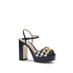 Valentino Garavani Blue Calf Leather Bos Taurus Platform Sandals Valentino Garavani