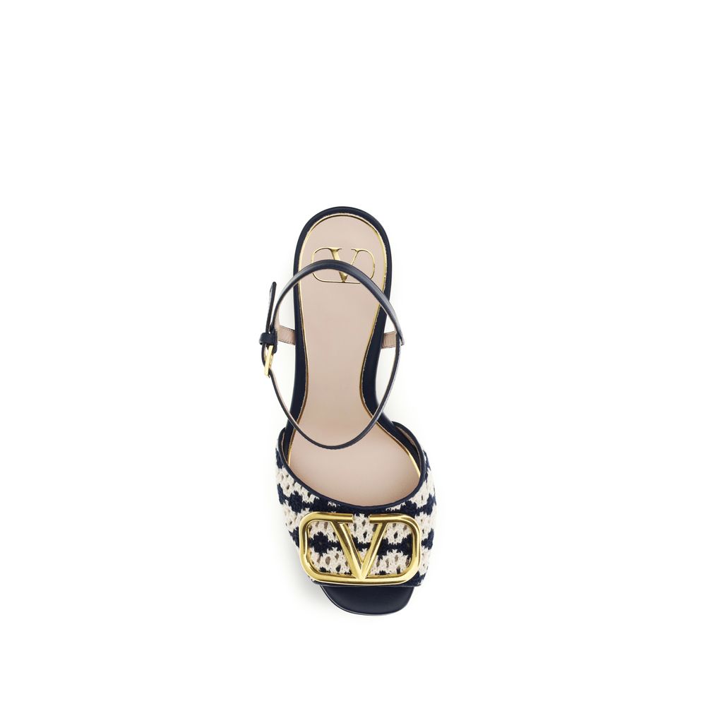 Valentino Garavani Blue Calf Leather Bos Taurus Platform Sandals Valentino Garavani