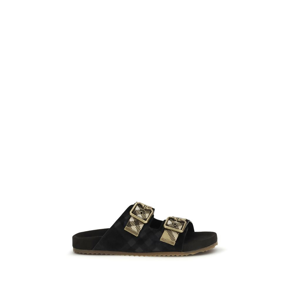 Burberry Black Calf Leather Bos Taurus Strap-On Sandals Burberry