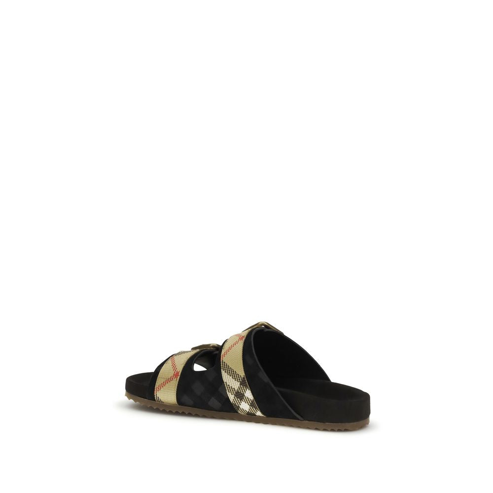 Burberry Black Calf Leather Bos Taurus Strap-On Sandals Burberry