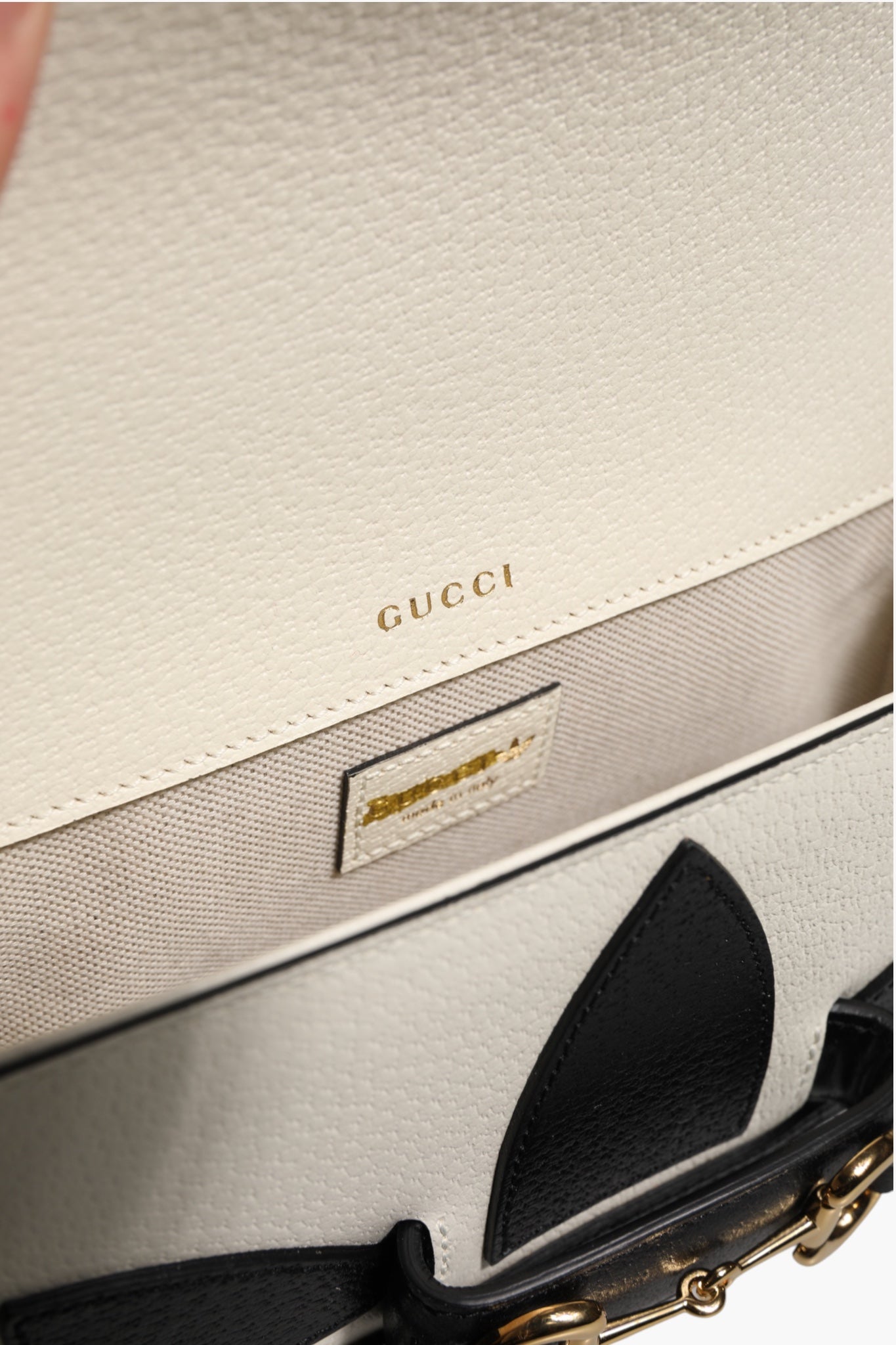 Gucci x Adidas Horsebit 1955 White Black Calfskin Leather Shoulder Bag Gucci