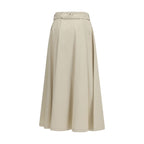 Burberry Beige Cotton Midi Skirt Burberry