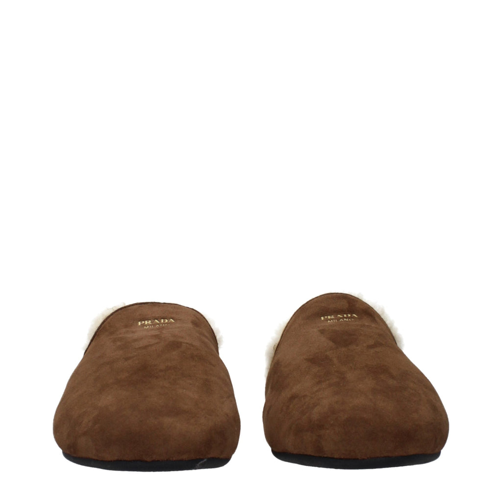 Prada Brown Leather Slippers Prada
