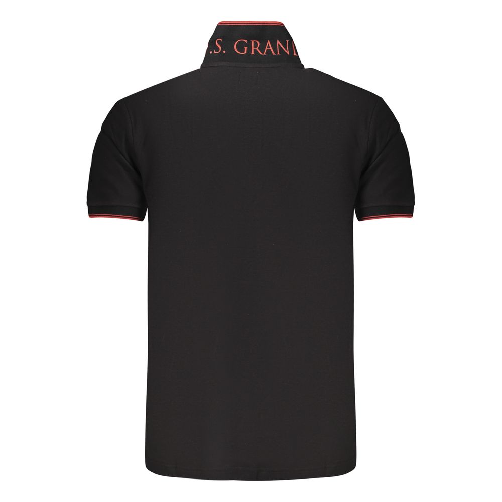 U.S. Grand Black Cotton Men Polo U.S. Grand
