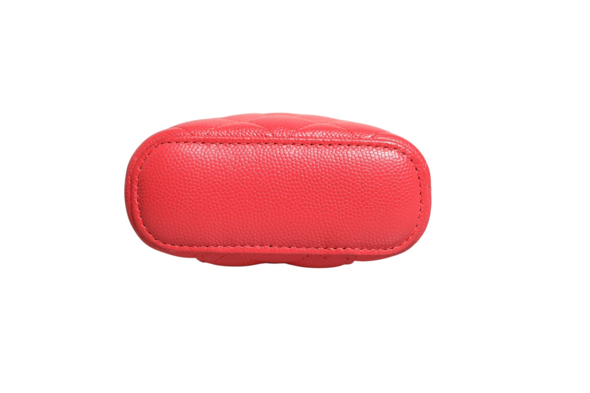 Chanel Red Caviar Quilted Small Vertical Coco Beauty Vanity Case with Chain Chanel