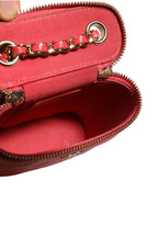 Chanel Red Caviar Quilted Small Vertical Coco Beauty Vanity Case with Chain Chanel
