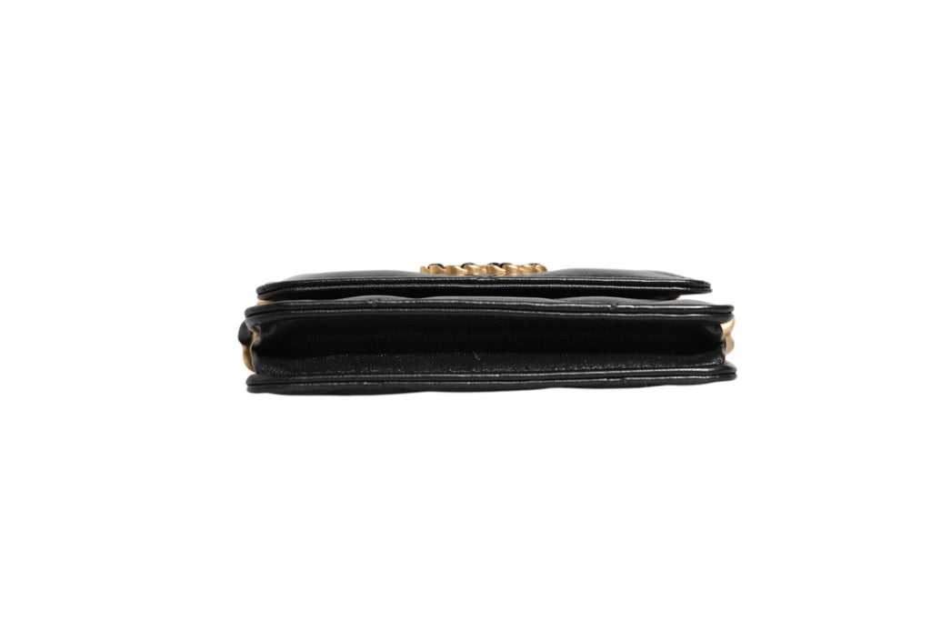Chanel 19 Flap Coin Purse Quilted Leather Black Crossbody Chanel