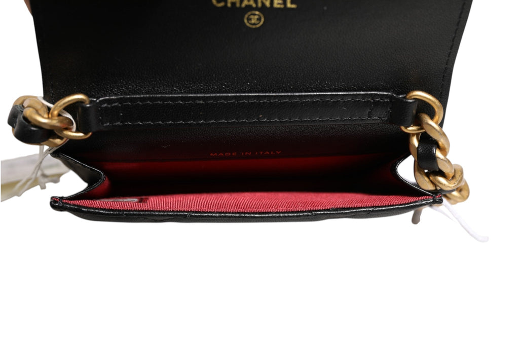 Chanel 19 Flap Coin Purse Quilted Leather Black Crossbody Chanel