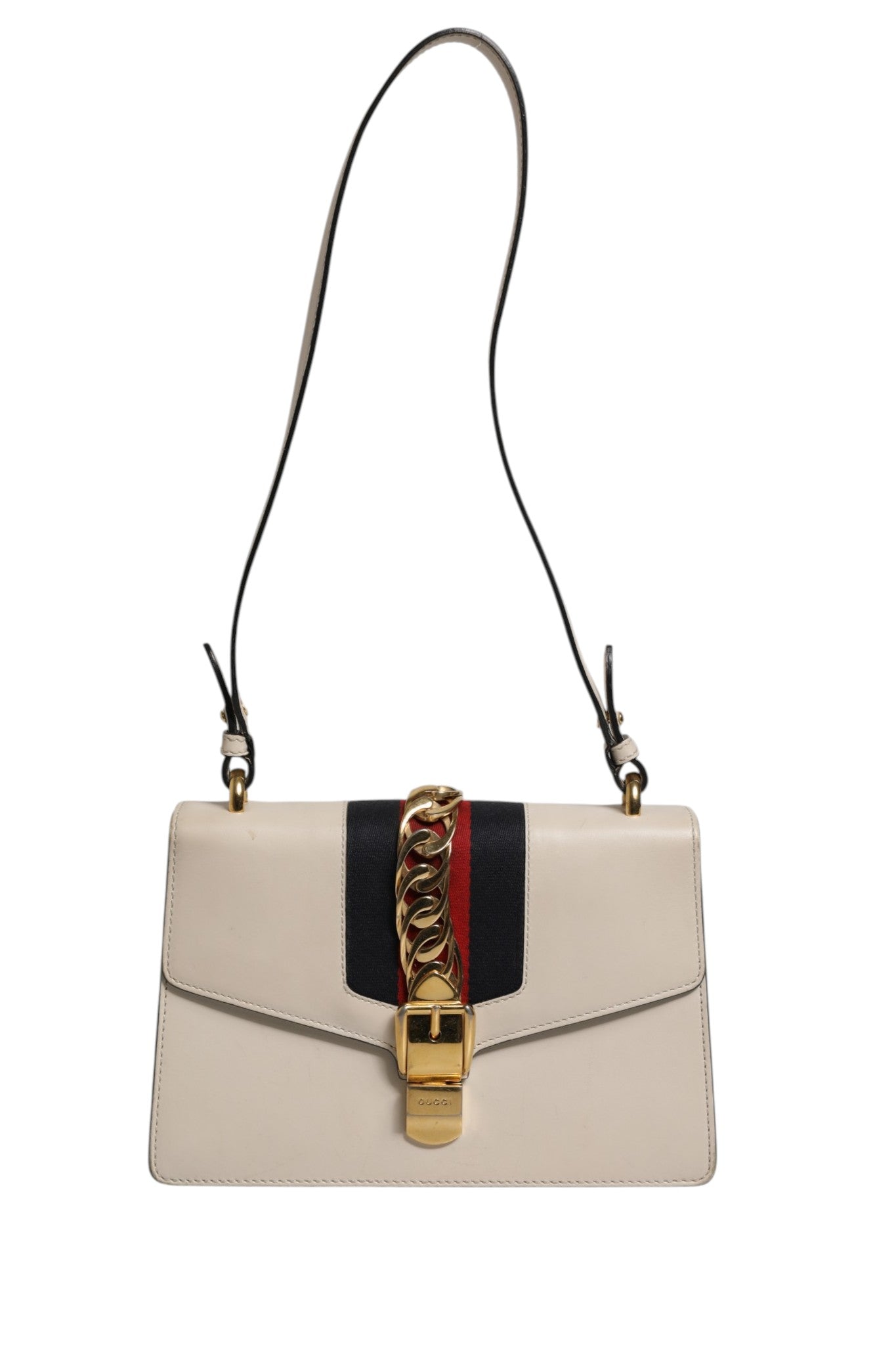 Gucci White Calfskin Leather Sylvie Crossbody Bag Gucci