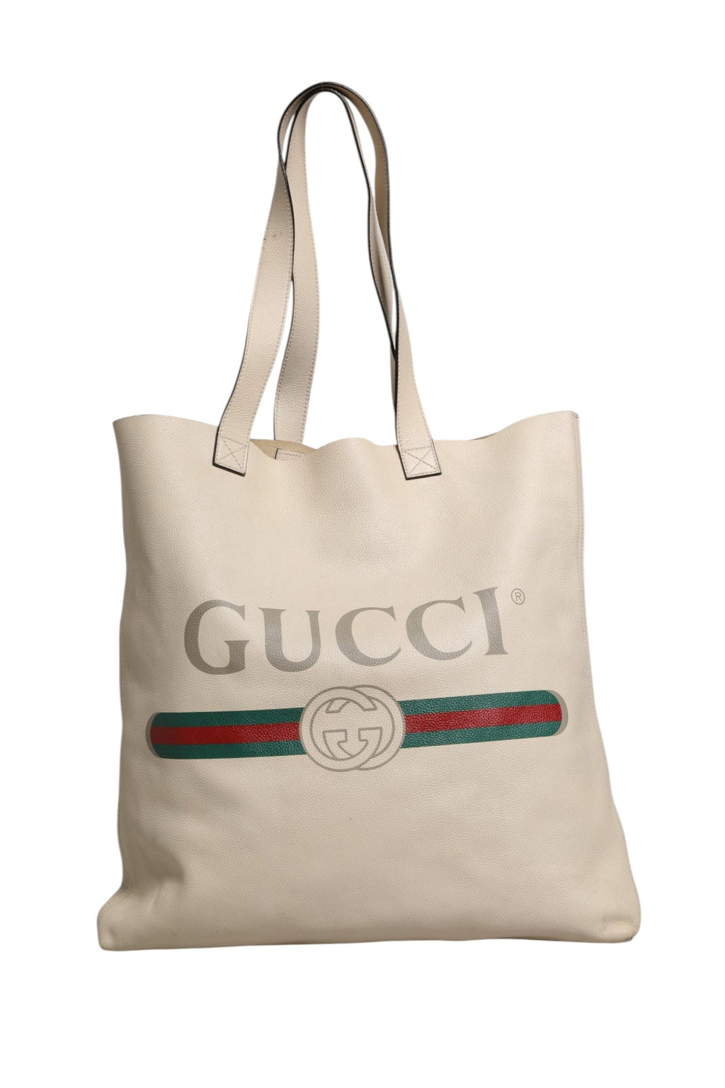Gucci White Web Sherry Logo Print Tote Bag Gucci
