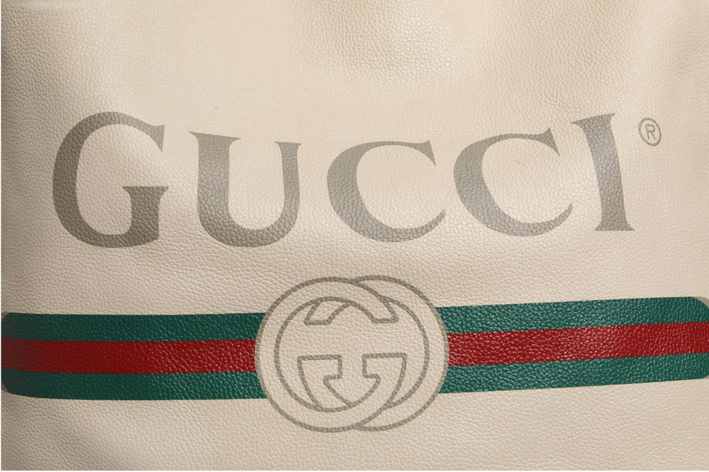 Gucci White Web Sherry Logo Print Tote Bag Gucci