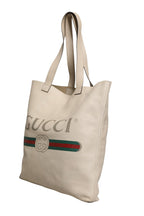 Gucci White Web Sherry Logo Print Tote Bag Gucci