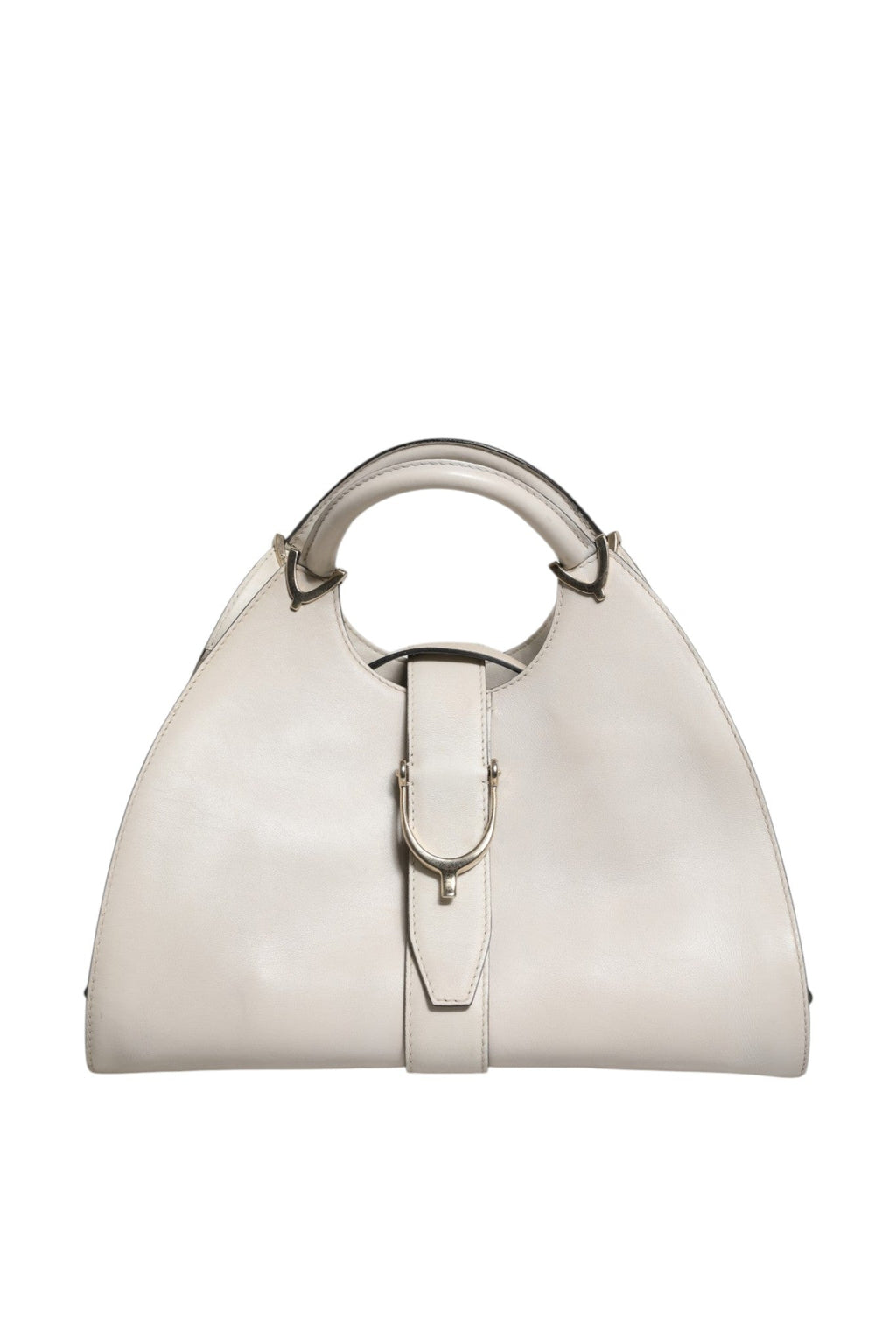 Gucci White Leather Stirrup Top Handle Bag Gucci