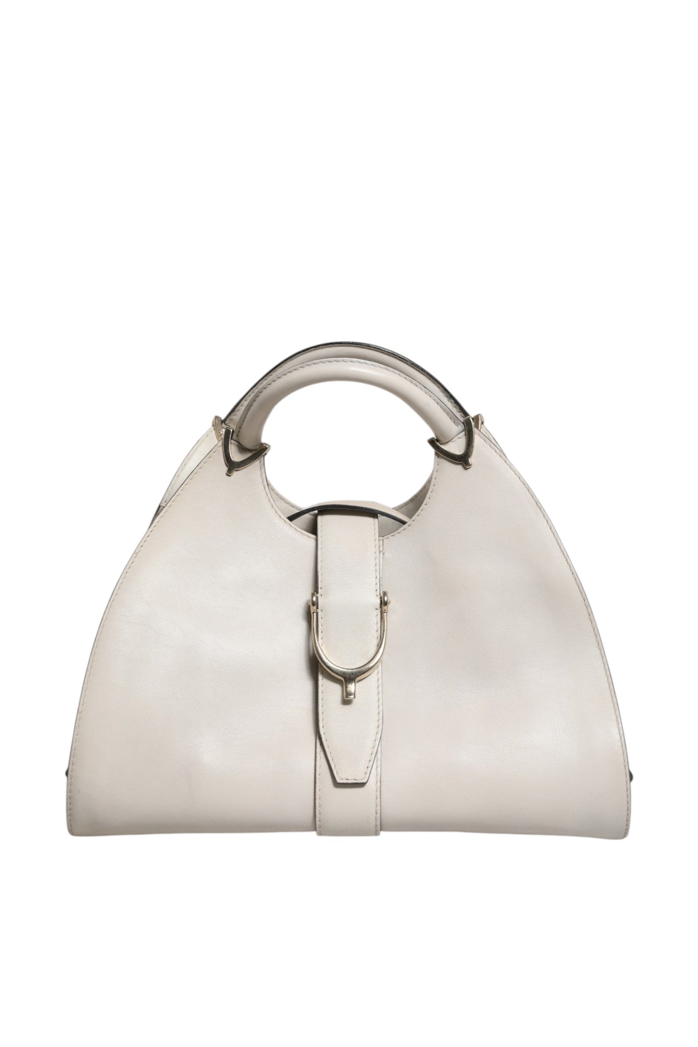 Gucci White Leather Stirrup Top Handle Bag Gucci