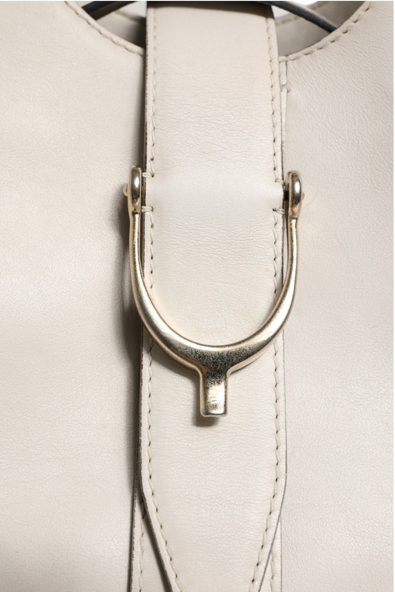 Gucci White Leather Stirrup Top Handle Bag Gucci