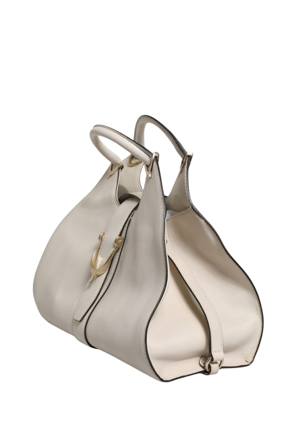 Gucci White Leather Stirrup Top Handle Bag Gucci