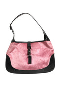 Gucci Jackie Pink Velvet And Black Leather Shoulder Bag Gucci