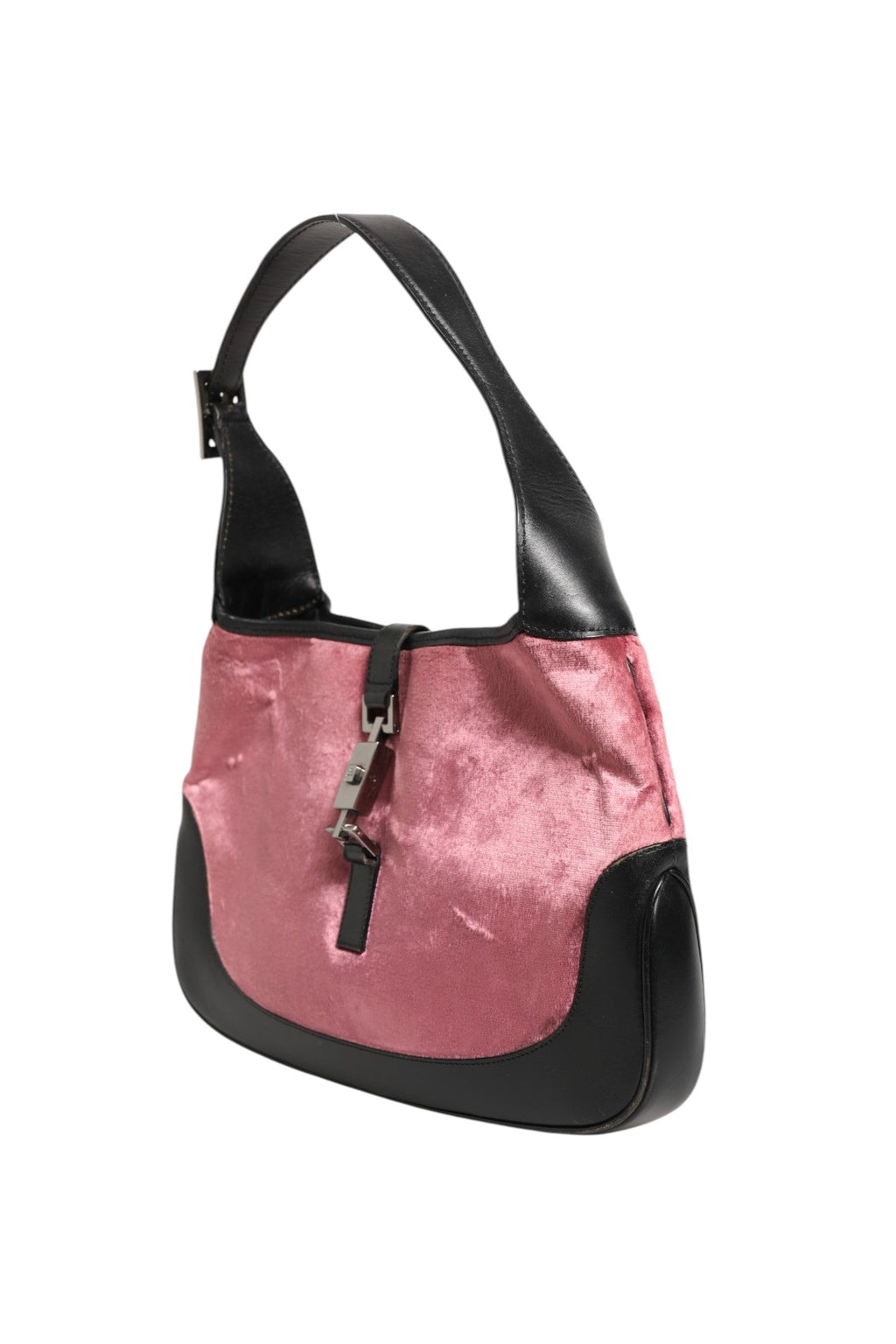 Gucci Jackie Pink Velvet And Black Leather Shoulder Bag Gucci
