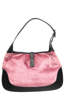 Gucci Jackie Pink Velvet And Black Leather Shoulder Bag Gucci