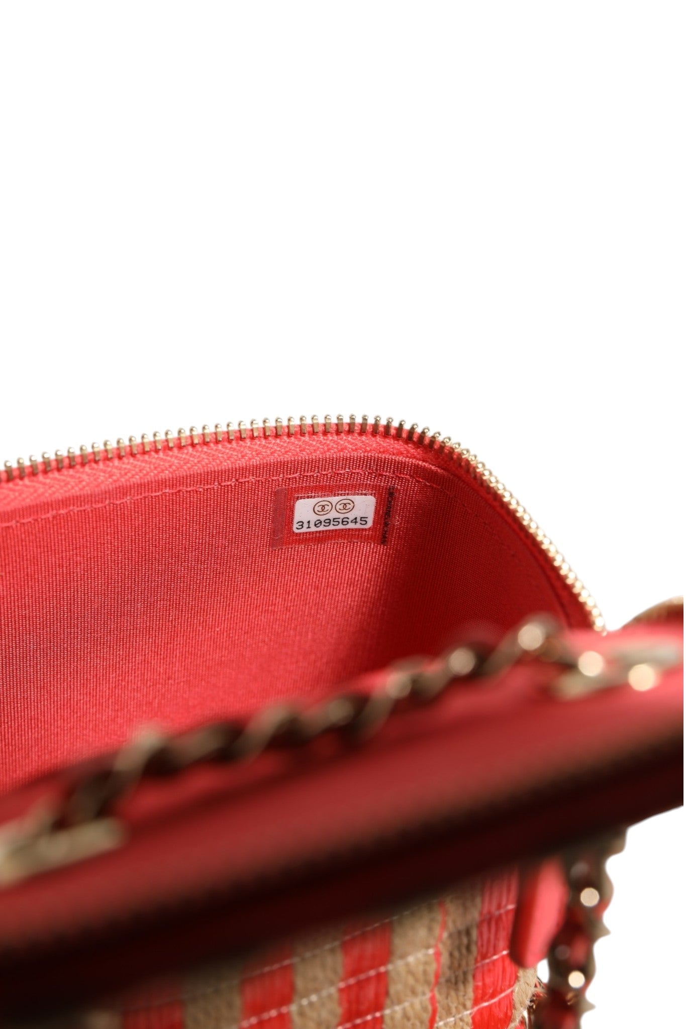 Chanel Raffia Jute Striped Mini Vanity Case Chanel
